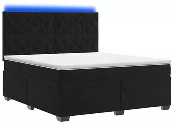 vidaXL Boxspringbett mit Matratze, Samt, schwarz, 160x200cm (3455146)