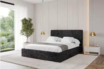 ALTDECOR ALOVA-V1 Polsterbett mit Bettkasten und Lattenrost, 140x200cm, schwarz (ALOVA-V1)
