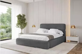 ALTDECOR Enora Polsterbett mit Bettkasten und Lattenrost, 140x200cm, dunkelgrau (800001810098)