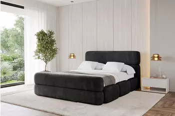 ALTDECOR ELVA-Z Polsterbett mit Bettkasten und Lattenrost, 140x200cm, schwarz (800001814685)