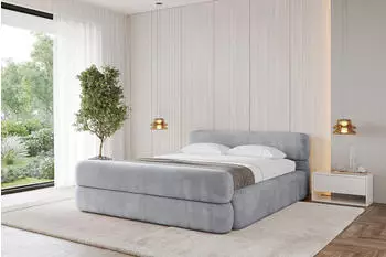 ALTDECOR Enora-Z-V1 Polsterbett mit Bettkasten und Lattenrost, hellgrau, 140x200cm (800001637116)