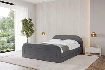 ALTDECOR LERIS-Z-v1 Polsterbett mit Bettkasten und Lattenrost, 200x200cm, dunkelgrau (800001641984)