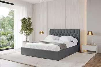 ALTDECOR Reno Polsterbett mit Bettkasten und Lattenrost, 180x200cm, dunkelgrau (800001741096)