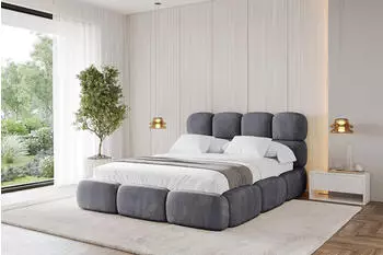 ALTDECOR NOMA Polsterbett mit Bettkasten und Lattenrost, 180x200cm, dunkelgrau (800001740044)