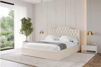 ALTDECOR FALIO Polsterbett mit Bettkasten und Lattenrost, 120x200cm, beige (800001635983)