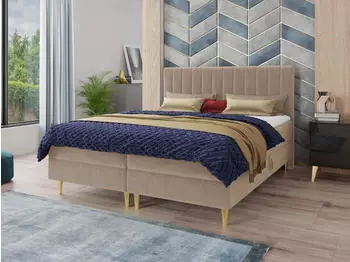 Sofnet Boxspringbett Gold 180x200cm, 2 Bettk&auml;sten, Bonell-Matratze & Topper, beige (Manila 02)