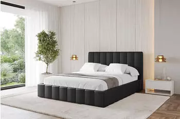 ALTDECOR Fino Polsterbett mit Bettkasten und Lattenrost, 120x200cm, schwarz (800001812307)