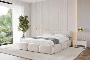 ALTDECOR ELVA-v1 Polsterbett mit Bettkasten und Lattenrost, 120x200cm, beige (800001809009)
