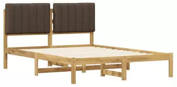 vidaXL Bettgestell mit gepolstertem Kopfteil, wei&szlig; gewaschen und taupe (904153)