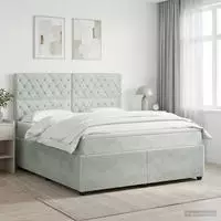 vidaXL Boxspringbett mit Matratze Hellgrau 180 x 200 cm Samt
