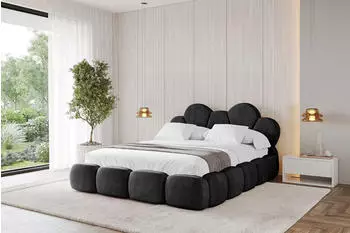 ALTDECOR Lana Polsterbett mit Bettkasten, Lattenrost & Matratze H3/H4, 160x200cm, schwarz (800001812949)
