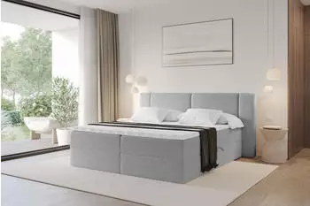ALTDECOR Evon Boxspringbett mit Matratze H3 und Topper, 120x200cm, hellgrau (800002004886)
