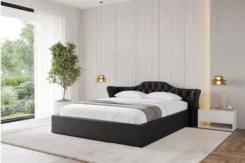 ALTDECOR Zoran-V1 Polsterbett mit Bettkasten & Lattenrost, 180x200cm, schwarz Kunstleder (800001813716)
