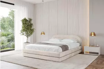 ALTDECOR LERIS-v1 Polsterbett mit Bettkasten und Lattenrost, 140x200cm, beige (800001809668)
