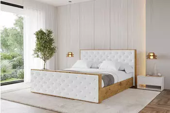 ALTDECOR ENZO3-Z Polsterbett mit Bettkasten und Lattenrost, 160x200cm, wei&szlig; (800001637915)