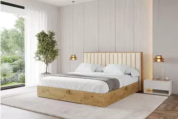 ALTDECOR ENZO4 Polsterbett mit Bettkasten, Lattenrost & Matratze H3/H4, beige, 160x200cm (800001740836)