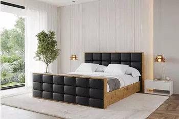 ALTDECOR Enzo2-Z Polsterbett mit Bettkasten & Lattenrost, 160x200, schwarz Kunstleder (800001640634)