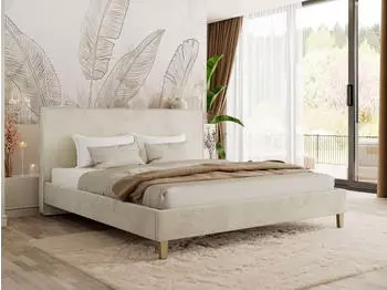 MKS Lumaro Classic Polsterbett 160x200cm, Samt, beige (800002056362)