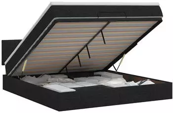 vidaXL Ottomanbett mit Matratze, schwarz, 180x200cm, Stoff
