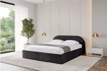 ALTDECOR TIVON-v1 Polsterbett mit Bettkasten und Lattenrost, 160x200cm, schwarz (800001636544)