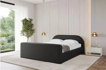 ALTDECOR Tivon-Z-V1 Polsterbett mit Bettkasten & Lattenrost, 180x200cm, schwarz Kunstleder (800001740762)