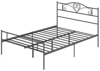 HomCom Doppelbettgestell 140x200cm mit Lattenrost, Stahl, schwarz (800001421495)