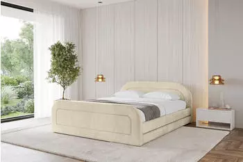 ALTDECOR LERIS-Z Polsterbett mit Bettkasten und Lattenrost, beige, 120x200cm (800001813714)