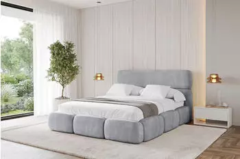 ALTDECOR ELVA Polsterbett mit Bettkasten und Lattenrost, 200x200cm, hellgrau (800001809680)