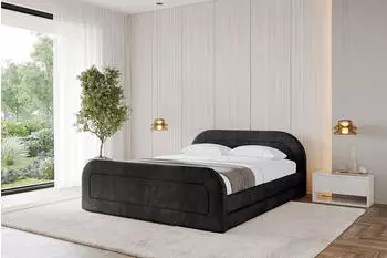 ALTDECOR LERIS-Z-v1 Polsterbett mit Bettkasten und Lattenrost, 140x200cm, schwarz (800001813720)