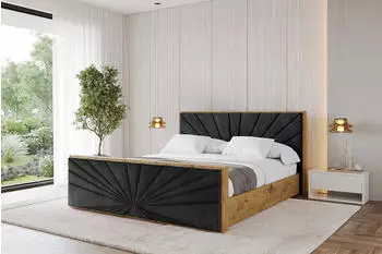 ALTDECOR ENZO6-Z Polsterbett mit Bettkasten und Lattenrost, 180x200cm, schwarz (800001811820)