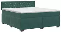 vidaXL Boxspringbett mit Matratze Dunkelgr&uuml;n 160 x 200 cm Samt
