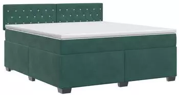 vidaXL Boxspringbett mit Matratze, dunkelgr&uuml;n, Samt, 160x200cm (3450743)
