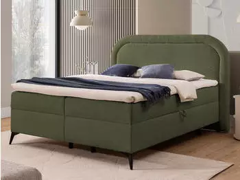 S-Style M&ouml;bel Sonna Boxbett 180x200cm, Boucl&eacute; gr&uuml;n, schwarze Metallf&uuml;&szlig;e (800001138598)