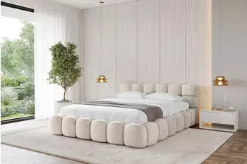 ALTDECOR LEYA-v1 Polsterbett mit Bettkasten und Lattenrost, 140x200cm, beige (800001810831)
