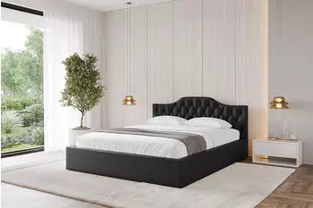ALTDECOR Falio-V1 Polsterbett mit Bettkasten und Lattenrost, Kunstleder schwarz, 120x200cm