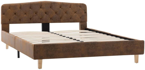 vidaXL Upholstered Bed Fake Leather Brown 140 x 200 cm
