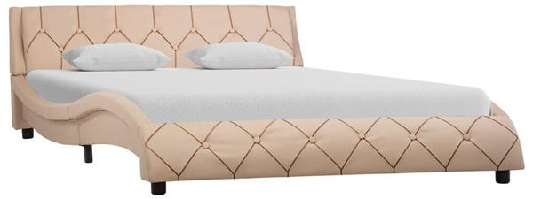 vidaXL Bed in Faux Leather Capuccino 160 x 200 cm
