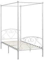 vidaXL Himmelbett-Gestell Wei&szlig; Metall 90 x 200 cm