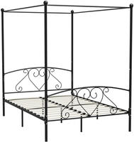 vidaXL Himmelbett-Gestell Schwarz Metall 140 x 200 cm