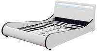LED Polsterbett Valencia 180x200cm Wei&szlig; mit schwarzer Kante [Corium]
