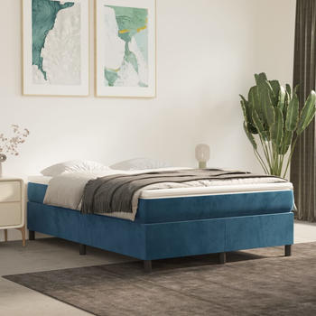 vidaXL Boxspringbett Samt 140x190cm dunkelblau