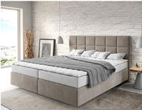 DELIFE Boxspringbett Dream-Fine 180x200 cm Mikrofaser Beige mit Matratze und...