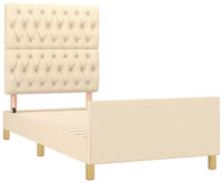 vidaXL Bettgestell mit Kopfteil ohne Matratze Creme 90x190 cm Stoff