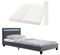 Polsterbett Verona 90x200 Cm Grau Mit Matratze &ndash; Einzelbett + Led-beleuchtung,