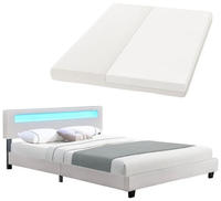 Polsterbett Paris 180 X 200 Cm Mit Matratze, Lattenrost, Led Beleuchtung & Kopfteil -