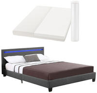 Polsterbett Verona 120x200 Cm Bettgestell Inkl. Led-beleuchtung, Lattenrost &