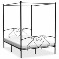 vidaXL Himmelbett-Gestell Schwarz Metall 160 x 200 cm