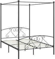 vidaXL Himmelbett-Gestell Grau Metall 160 x 200 cm