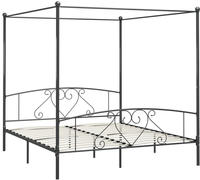 vidaXL Himmelbett-Gestell Grau Metall 180 x 200 cm