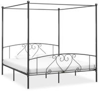 vidaXL Himmelbett-Gestell Grau Metall 200 x 200 cm